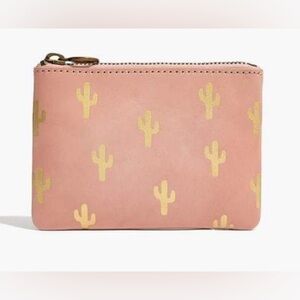 Madewell Pink Cactus Leather Pouch Wallet